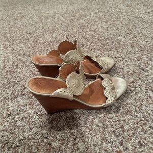 Jack Rogers Cream and Brown Heels with Braided Detail